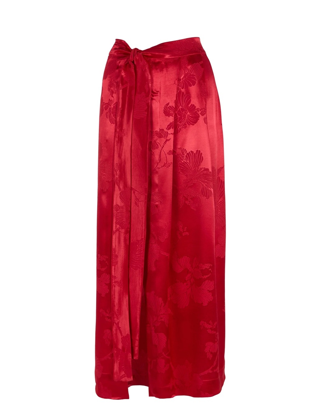 NWT Elkō Ai Red Mali Midi Wrap Skirt in Floral Jaquard size Large